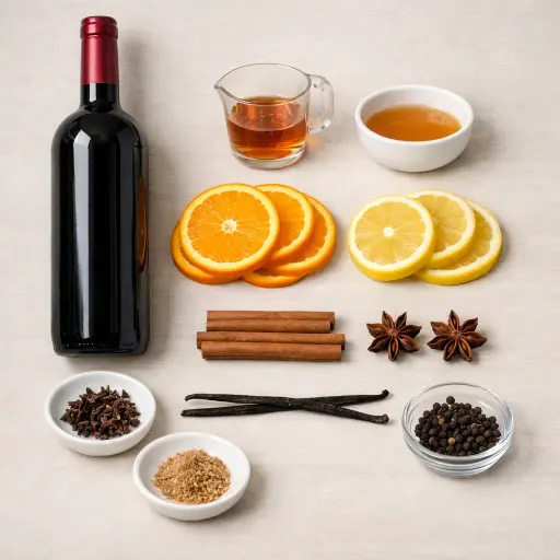 Ingredients for Traditional Spiced Mulled Wine