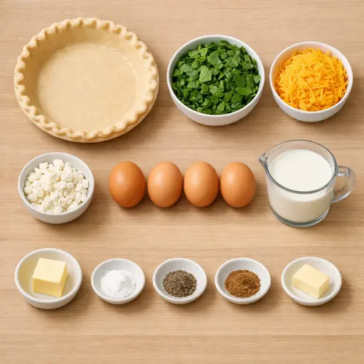 Ingredients for Traditional Spinach and Cheese Quiche