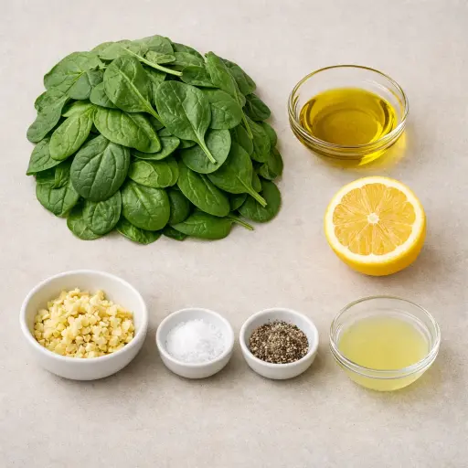 Ingredients for Traditional Spinach Sauté