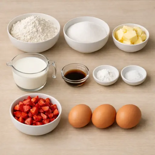 Ingredients for Traditional Strawberry Cake