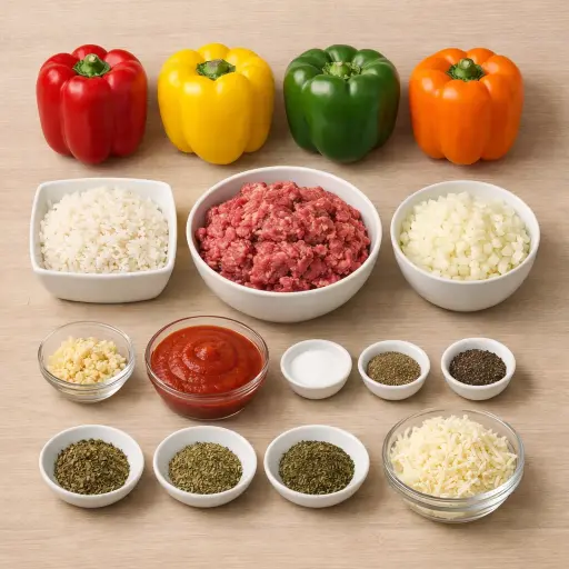Ingredients for Traditional Stuffed Bell Peppers