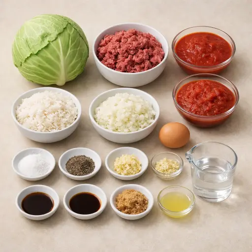 Ingredients for Traditional Stuffed Cabbage Rolls