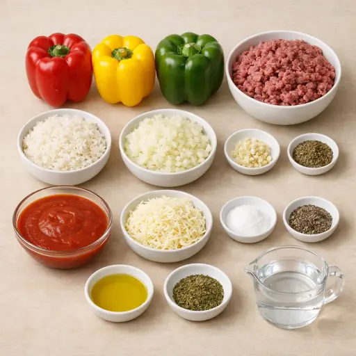 Ingredients for Traditional Stuffed Peppers