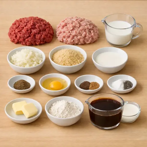 Ingredients for Traditional Swedish Meatballs