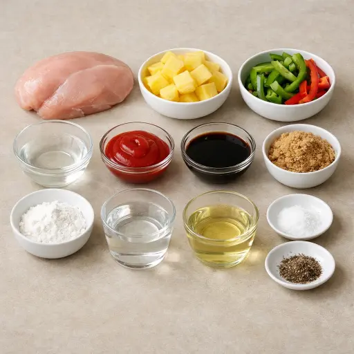 Ingredients for Traditional Sweet and Tangy Chicken Delight