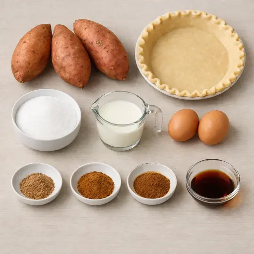Ingredients for Traditional Sweet Potato Pie