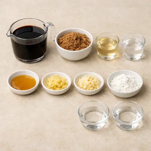 Ingredients for Traditional Teriyaki Sauce