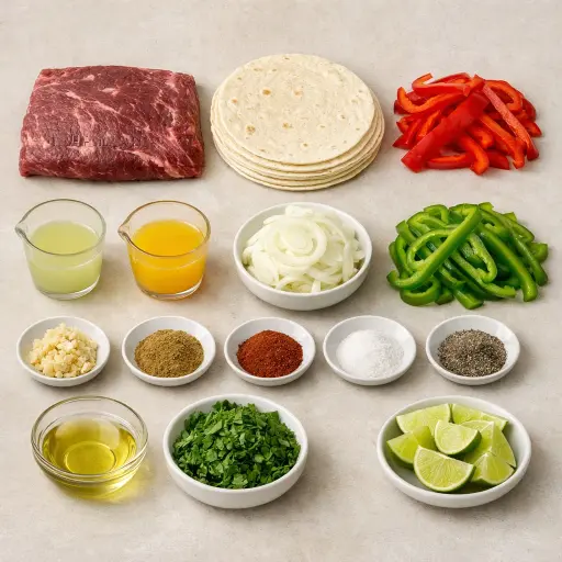 Ingredients for Traditional Tex-Mex Fajitas