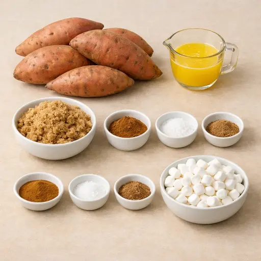 Ingredients for Traditional Thanksgiving Sweet Potatoes
