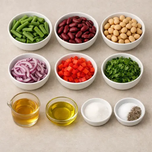 Ingredients for Traditional Three-Bean Medley