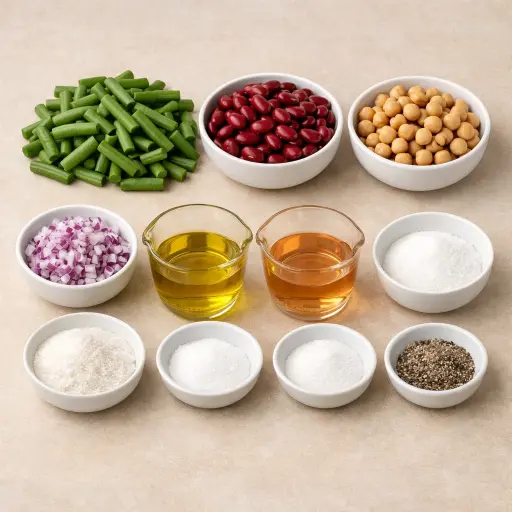 Ingredients for Traditional Three-Bean Salad