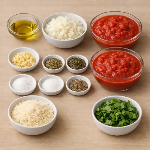 Ingredients for Traditional Tomato Spaghetti Sauce
