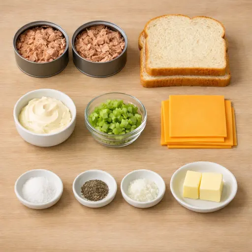 Ingredients for Traditional Tuna Melt