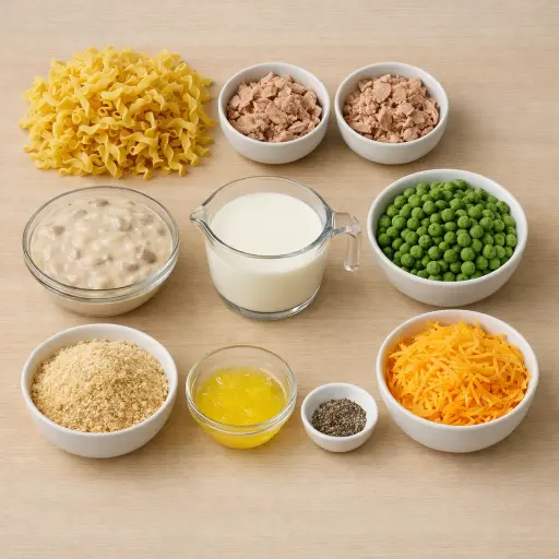 Ingredients for Traditional Tuna Noodle Casserole