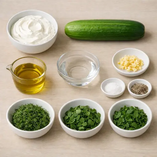Ingredients for Traditional Tzatziki Sauce