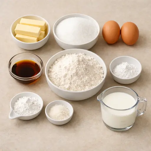 Ingredients for Traditional Vanilla Butter Cake