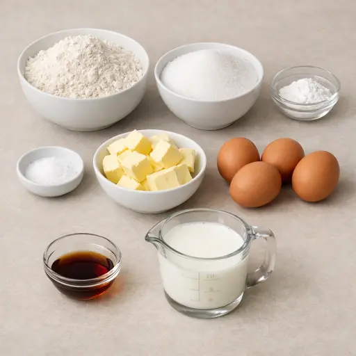 Ingredients for Traditional Vanilla Cake