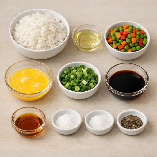 Ingredients for Traditional Vegetable Fried Rice