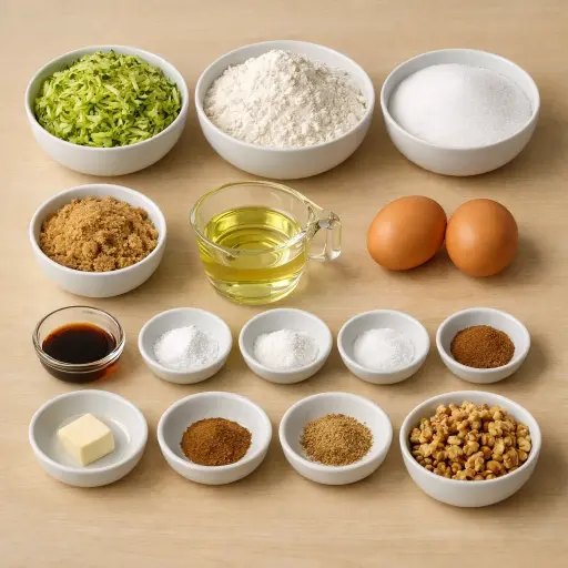 Ingredients for Traditional Zucchini Bread