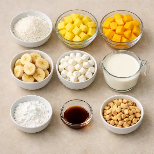 Ingredients for Tropical Ambrosia Salad