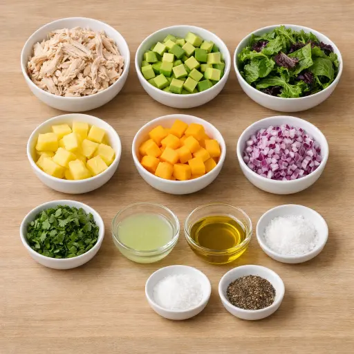 Ingredients for Tropical Avocado Chicken Salad