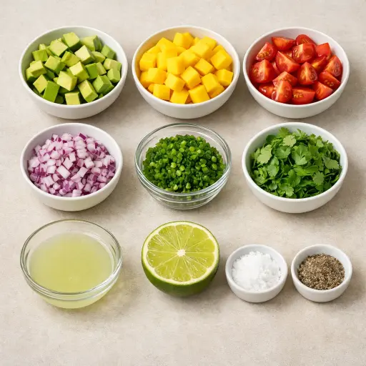Ingredients for Tropical Avocado Pico de Gallo