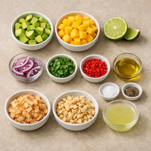 Ingredients for Tropical Avocado Salad