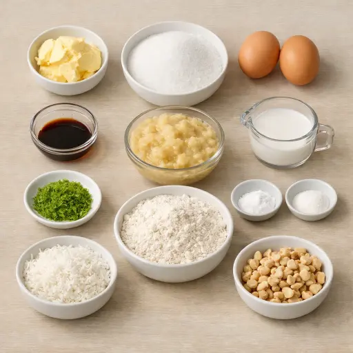 Ingredients for Tropical Banana Bread with Coconut and Lime
