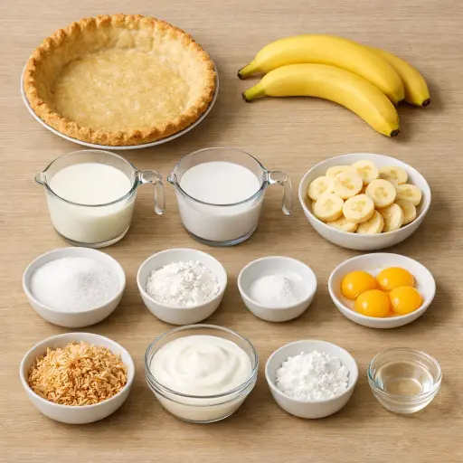 Ingredients for Tropical Banana Coconut Cream Pie