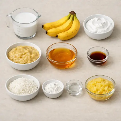 Ingredients for Tropical Banana Coconut Pudding