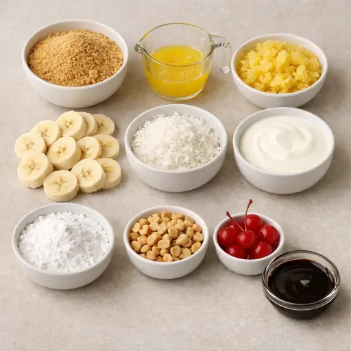 Ingredients for Tropical Banana Split Cake