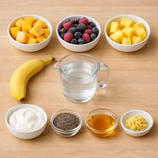 Ingredients for Tropical Berry Delight Smoothie