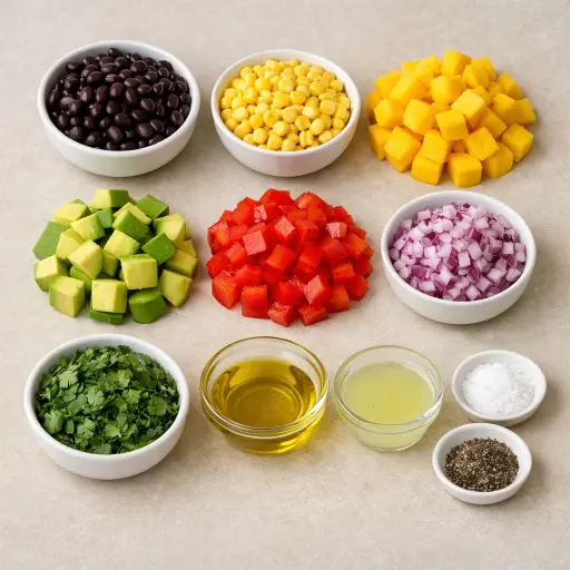 Ingredients for Tropical Black Bean and Corn Salad