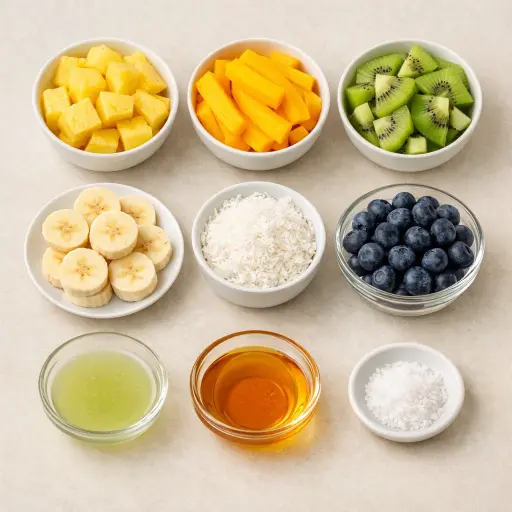 Ingredients for Tropical Bliss Fruit Salad