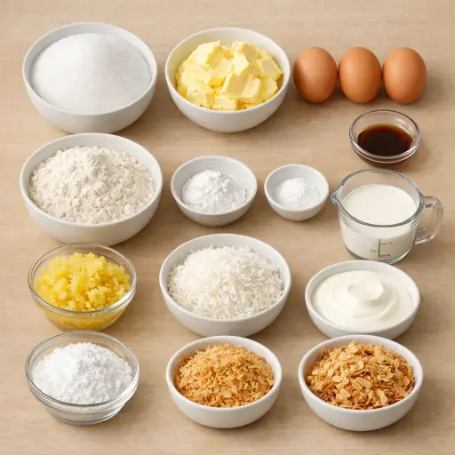 Ingredients for Tropical Breeze Coconut Cake