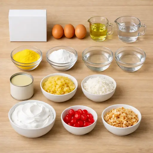 Ingredients for Tropical Breeze Jell-O Poke Cake