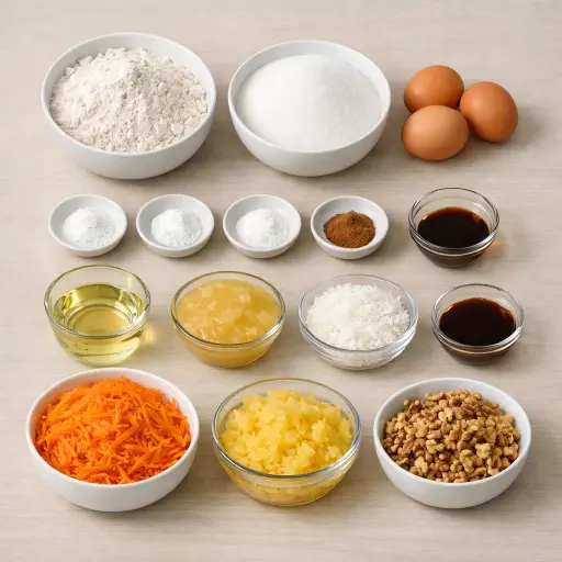 Ingredients for Tropical Carrot Cake Delight