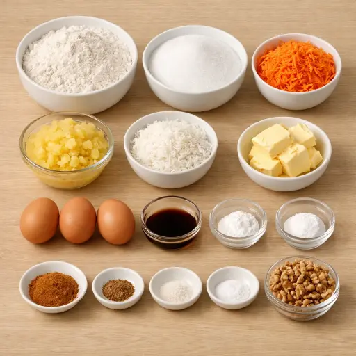 Ingredients for Tropical Carrot Cake