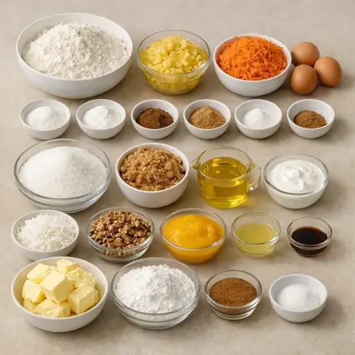 Ingredients for Tropical Carrot Cake with Mango Frosting