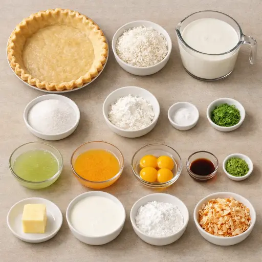 Ingredients for Tropical Citrus Coconut Cream Pie