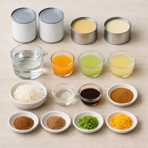Ingredients for Tropical Citrus Coquito