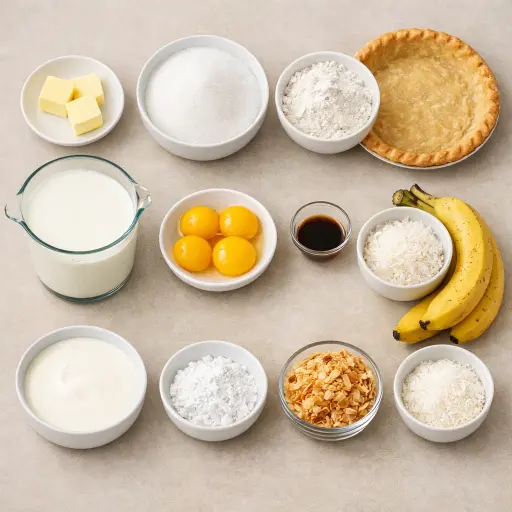 Ingredients for Tropical Coconut Banana Cream Pie