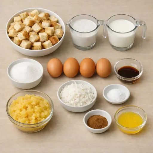 Ingredients for Tropical Coconut Bread Pudding