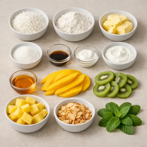 Ingredients for Tropical Coconut Fruit Pizza
