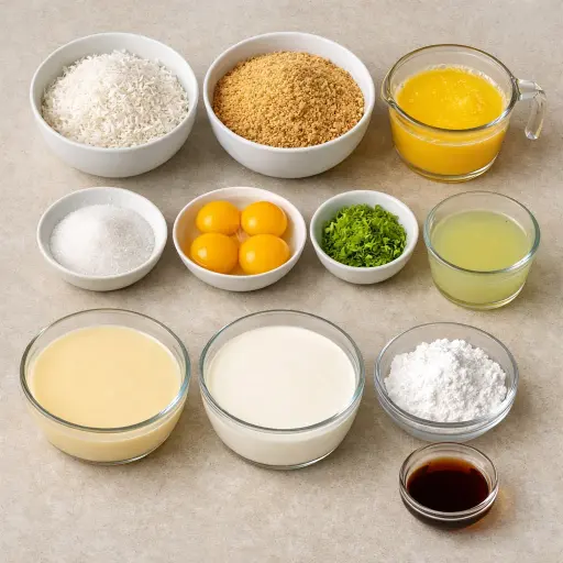Ingredients for Tropical Coconut Key Lime Pie
