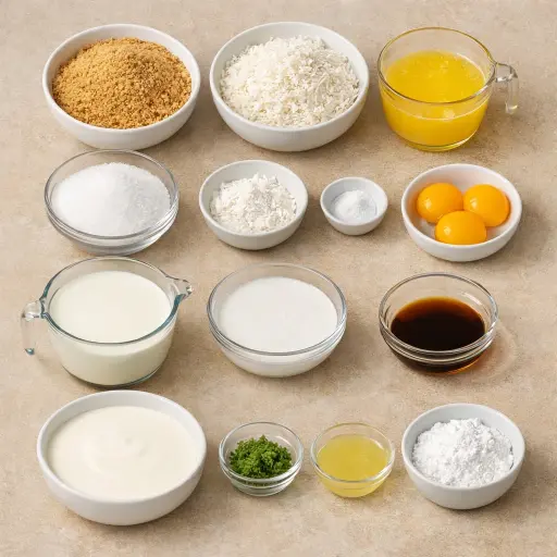 Ingredients for Tropical Coconut Lime Cream Pie