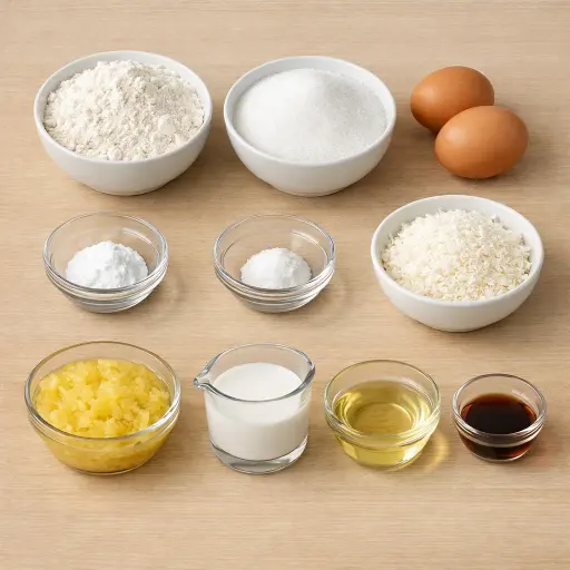 Ingredients for Tropical Coconut Pineapple Cake