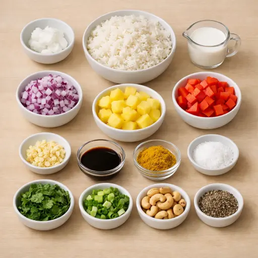 Ingredients for Tropical Coconut Pineapple Fried Rice