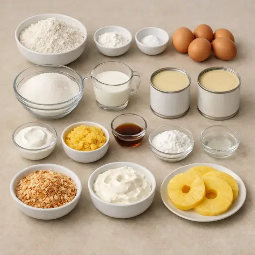 Ingredients for Tropical Coconut Tres Leches Cake