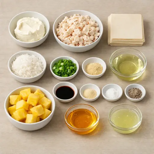 Ingredients for Tropical Crab Rangoon with Pineapple Dip